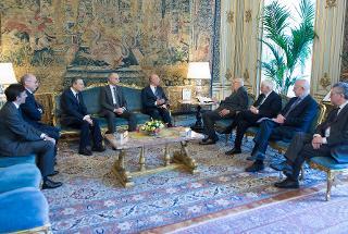 Il Presidente Giorgio Napolitano nel corso dell'incontro con Antonio Patuelli, Presidente dell'Associazione Bancaria Italiana e una delegazione dell'ABI