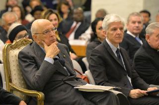 Il Presidente Giorgio Napolitano durante la celebrazione della "Giornata dell'Africa" in occasione del 50° anniversario della fondazione dell'Organizzazione dell'Unità Africana