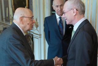 Il Presidente Giorgio Napolitano accoglie Herman Van Rompuy, Presidente del Consiglio Europeo