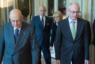 Il Presidente Giorgio Napolitano accoglie Herman Van Rompuy, Presidente del Consiglio Europeo