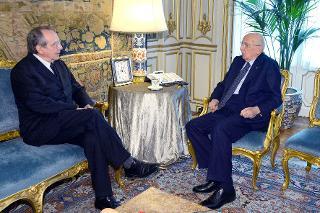 Il Presidente Giorgio Napolitano con Pier Carlo Padoan, Vice Segretario generale dell'OCSE, durante i colloqui