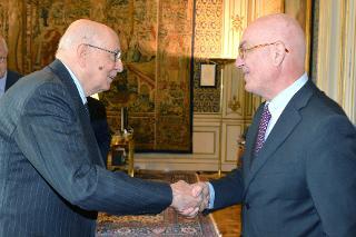 Il Presidente Giorgio Napolitano con Antonello Soro, Presidente dell'Autorità Garante per la protezione dei dati personali