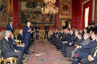 Il Presidente Giorgio Napolitano durante il suo intervento in occasione dell'incontro con i componenti la Commissione per le Riforme Costituzionali
