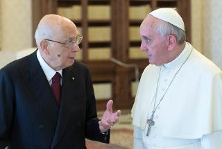Il Presidente Giorgio Napolitano con S.S. Francesco, nel corso della visita ufficiale a Sua Santità il Sommo Pontefice Francesco