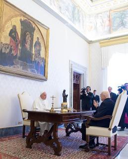 Il Presidente Giorgio Napolitano nel corso dei colloqui con S.S. Francesco