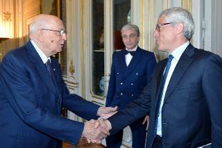 Il Presidente Giorgio Napolitano con il Prof.. Avv. Giovanni Pitruzzella, Presidente dell'Autorità Garante della Concorrenza e del Mercato