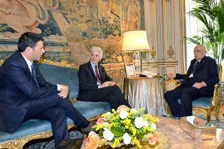 Il Presidente Giorgio Napolitano con il Dott. Massimo Bray, Ministro per i Beni e le Attività Culturali e il Dott. Matteo Renzi, Sindaco del Comune di Firenze, durante i colloqui