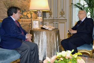 Il Presidente Giorgio Napolitano con Enzo Bianco, Sindaco del Comune di Catania, durante i colloqui