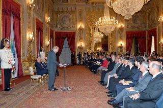 Il Presidente Giorgio Napolitano nel corso della cerimonia di premiazione dei vincitori dell'Eni Award 2013