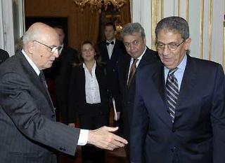 Il Presidente Giorgio Napolitano riceve il Segretario generale della Lega degli Stati Arabi, Signor Amre Moussa.