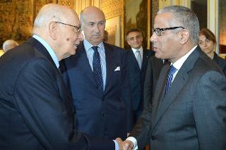 Il Presidente Giorgio Napolitano accoglie Ali Zidan, Primo Ministro della Libia al Quirinale