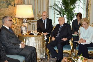 Il Presidente Giorgio Napolitano con Ali Zidan, Primo Ministro della Libia durante i colloqui