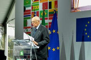 Il Presidente Giorgio Napolitano nel corso del suo intervento in occasione della sessione istituzionale "Verso Expo 2015"