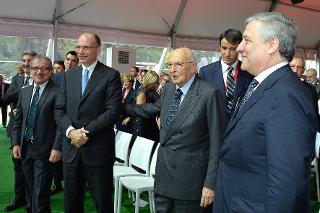 Il Presidente Giorgio Napolitano con Enrico Letta, Roberto Maroni e Antonio Tajani alla Sessione Istituzionale di "Verso Expo 2015"