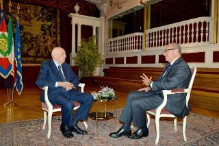 Il Presidente Giorgio Napolitano in occasione dell'intervista per la XXXIV edizione del Meeting per l'amicizia tra i popoli