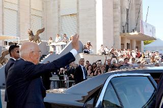 Il Presidente Giorgio Napolitano al suo arrivo al Palazzo del Cinema del Lido