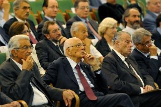 Il Presidente Giorgio Napolitano al convegno internazionale dal titolo &quot;L'eredità di Bruno Pontecorvo: l'Uomo e lo Scienziato&quot;, in occasione del centenario della nascita del Fisico