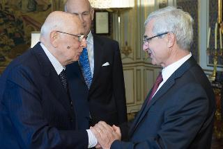 Il Presidente Giorgio Napolitano accoglie Claude Bartolone, Presidente dell'Assemblea Nazionale Francese