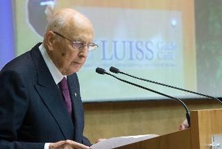 Il Presidente Giorgio Napolitano rivolge il suo indirizzo di saluto in occasione del convegno in ricordo del Magistrato Loris D'Ambrosio