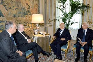 Un momento dell'incontro del Presidente della Repubblica Giorgio Napolitano con il Prof. Gaetano Silvestri, nuovo Presidente della Corte costituzionale, durante i colloqui