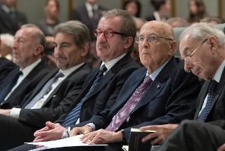 Il Presidente Giorgio Napolitano nel corso del convegno dal titolo &quot;Luigi Spaventa. La sua vita, le sue passioni, le sue lezioni&quot;