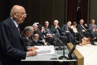 Il Presidente Giorigo Napolitano rivolge il suo indirizzo di saluto in occasione del convegno &quot;Luigi Spaventa. La sua vita, le sue passioni, le sue lezioni&quot;