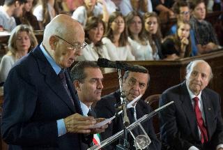 Il Presidente Napolitano nel corso del suo intervento alla cerimonia del 70° anniversario della &quot;Quattro Giornate di Napoli&quot;