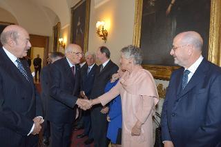 Il Presidente Giorgio Napolitano in occasione della cerimonia di consegna delle insegne di Cavaliere dell'Ordine &quot;Al Merito del Lavoro&quot; ai Cavalieri del Lavoro nominati il 2 giugno 2013