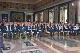 Il Presidente Giorgio Napolitano nel corso della cerimonia di consegna delle insegne di Cavaliere dell'Ordine &quot;Al Merito del Lavoro&quot; ai Cavalieri del Lavoro nominati il 2 giugno 2013