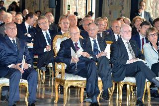 Il Presidente Giorgio Napolitano nel corso della cerimonia di consegna delle insegne di Cavaliere dell'Ordine &quot;Al Merito del Lavoro&quot; ai Cavalieri del Lavoro nominati il 2 giugno 2013