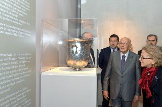 Il Presidente Giorgio Napolitano durante l'inaugurazione della mostra &quot;Augusto&quot; allestita alle Scuderie del Quirinale