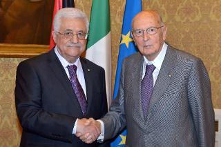 Il Presidente Giorgio Napolitano con il Signor Mahmud Abbas, Presidente dell'Autorità Nazionale Palestinese