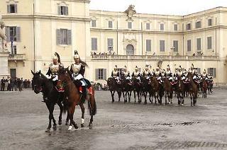 Cambio della Guardia d'Onore, al Palazzo del Quirinale, da parte del Reggimento Corazzieri in occasione della Festa della Repubblica