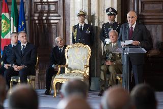 Il Presidente Giorgio Napolitano nel corso della celebrazione del Giorno dell'Unità Nazionale e Giornata delle Forze Armate