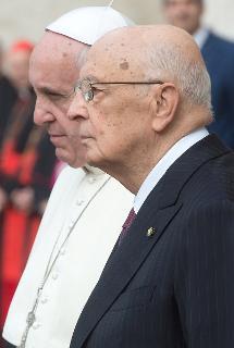 Il Presidente Giorgio Napolitano con Sua Santità Francesco