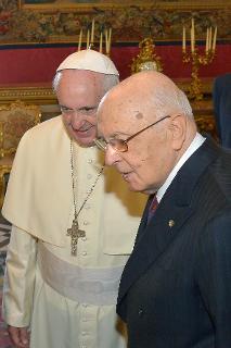Il Presidente Giorgio Napolitano e Sua Santità Papa Francesco in occasione della Visita Ufficiale