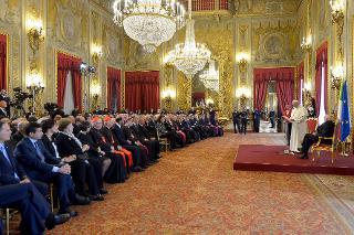 Il Presidente Giorgio Napolitano durante l'ntervento di Sua Santità Papa Francesco in occasione della Visita Ufficiale