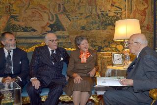 Il Presidente Giorgio Napolitano in occasione dell'incontro con una rappresentanza del Gruppo dell'anonima petroli italiana S.p.a. per l'80° anniversario della fondazione