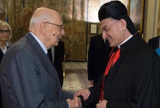 Il Presidente Giorgio Napolitano accoglie il Patriarca di Antiochia dei Maroniti, il Cardinale Béchara Boutros Rai