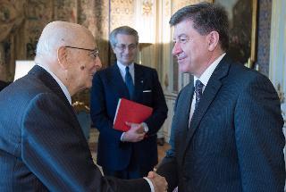 Il Presidente Giorgio Napolitano accoglie Guy Ryder, Direttore generale dell'Organizzazione Internazionale del Lavoro