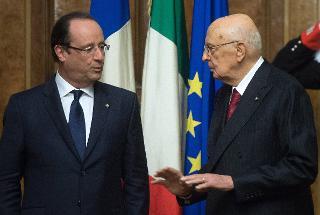 Il Presidente Giorgio Napolitano con il Presidente della Repubblica Francese François Hollande