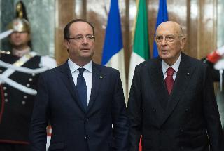 Il Presidente Giorgio Napolitano con il Presidente della Repubblica Francese François Hollande