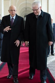Il Presidente Giorgio Napolitano con il Presidente della Repubblica di Croazia Ivo Josipovic, in visita di Stato in Italia