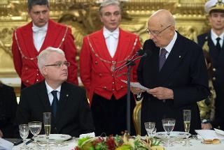 Il Presidente Giorgio Napolitano durante il suo intervento al Pranzo di Stato in onore del Presidente della Repubblica di Croazia Ivo Josipovic