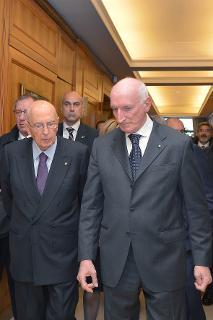 Il Presidente Giorgio Napolitano con il Presidente della Corte dei conti Raffaele Squitieri al termine della cerimonia di insediamento