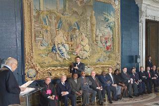 Il Presidente Giorgio Napolitano durante il suo intervento nel corso della presentazione degli auguri di Natale e Capodanno da parte del Corpo Diplomatico