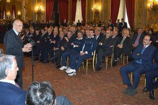 Il Presidente Giorgio Napolitano durante il suo intervento in occasione della cerimonia di consegna della bandiera agli atleti italiani in partenza per i Giochi Olimpici Invernali di Sochi 2014