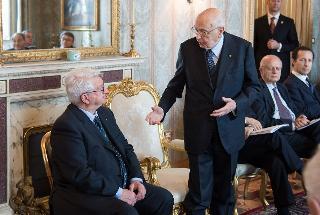 Il Presidente Giorgio Napolitano con il Presidente del CAI Umberto Marini, in occasione dell'incontro con una delegazione del Club Alpino Italiano