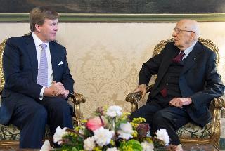 Il Presidente Giorgio Napolitano nel corso dei colloqui con S.M. il Re dei Paesi Bassi Willem Alexander