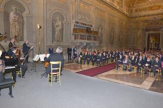 Il Presidente Giorgio Napolitano nel corso del Concerto del &quot;Ensemble aus Solisten der Wiener Philharmoniker&quot; nella Cappella Paolina
